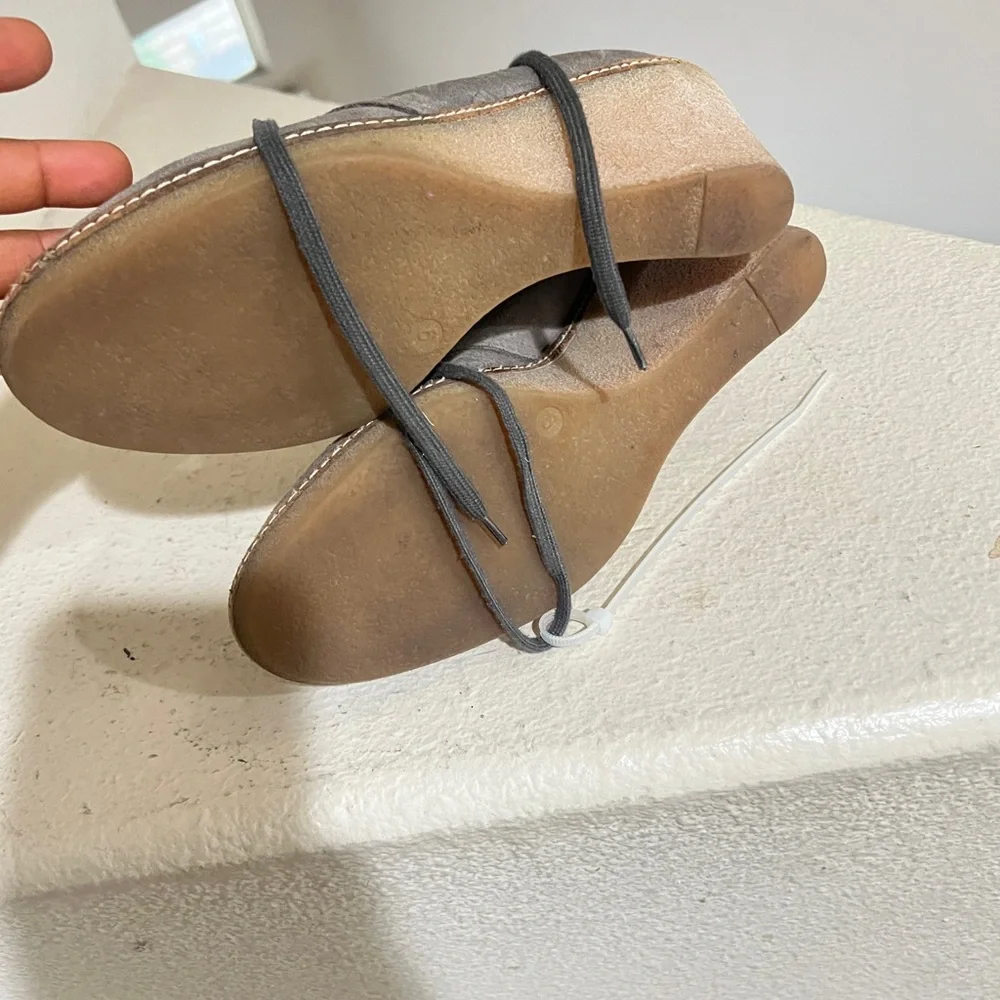 J Crew Womens Tan Suede Wedge Heel Lace Up Boots Booties Fall Winter‎ Size 9